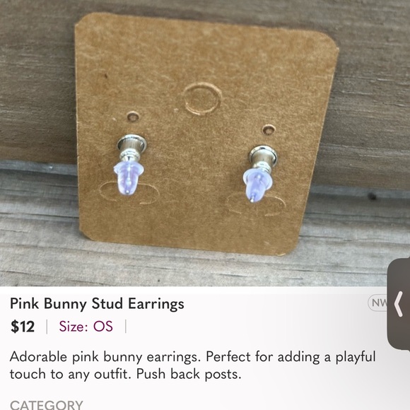 Pink Bunny Stud Earrings - Picture 2 of 2
